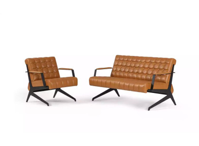 Light brown study room seating set two-seater armchair office set 2+1