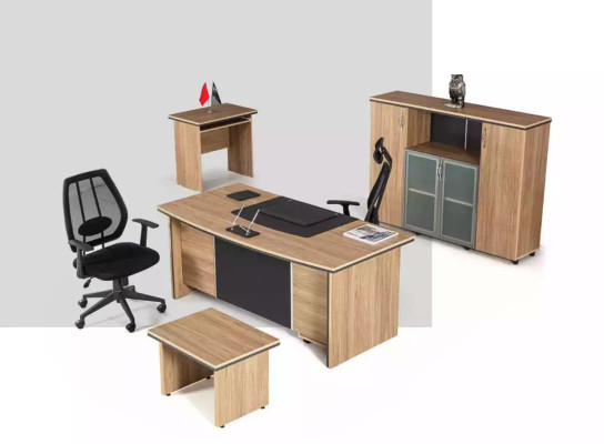 Luxury Office Furnishings Desk Shelves Side table Filing cabinet 4pcs