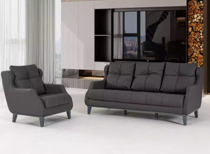 Black Sofa set Armchair Two-seater Luxury Modern Set Upholstered Seat 2+1