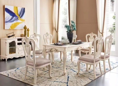 Dining room set luxurious dining table 6x chairs classic furniture 7 pieces new