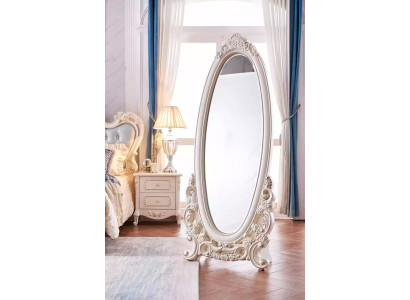 Floor mirror in the living room Wood classic white a new luxury in the interior