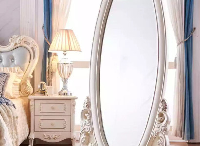 Floor mirror in the living room Wood classic white a new luxury in the interior