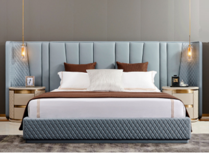 Large Bedroom Double bed Designer Beds Wooden frame Upholstered bed