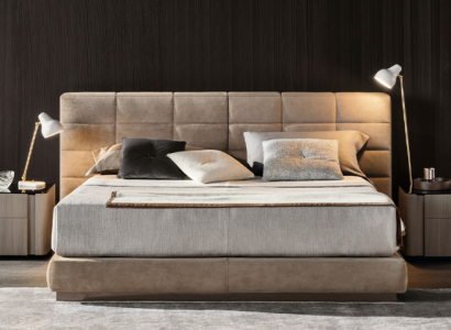 Beige Double bed Bedroom Furniture Modern Beds Luxury Wooden Frame