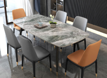 Luxurious Dining table 6x Designer Imitation leather Chairs Stylish Dining set