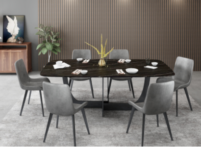 Modern Dining room Suite Rectangular Dining table 6x Imitation leather Chairs