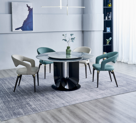 Modern dining set designer round table 4x chairs dining room set 5 pieces