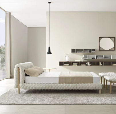 Modern White Bed Bedroom Designer Double Beds Wooden Frame