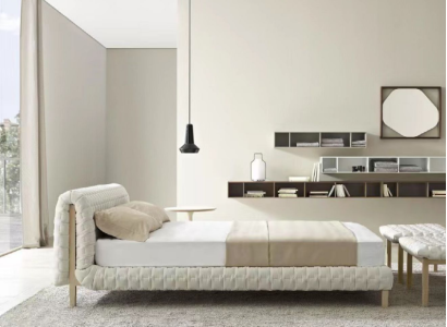 Modern White Bed Bedroom Designer Double Beds Wooden Frame