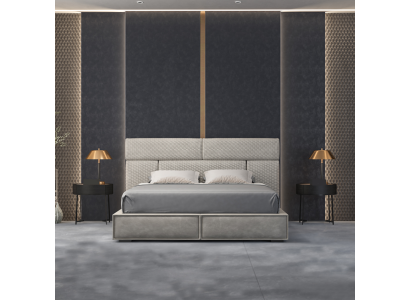Gray Double bed Design Beds Bedroom Furniture Leather bed Wooden frame