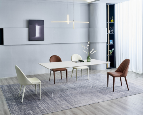 White Dining room Table Dining table 6x Chairs Designer single seater 7-piece set