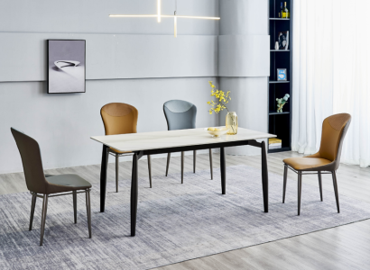 Dining set Modern dining table designer 6x textile chairs single-seater tables