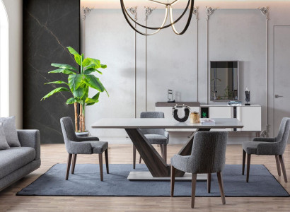 Luxury Dining room Set Dining table 4x Chairs + Sideboard with Mirror new Set