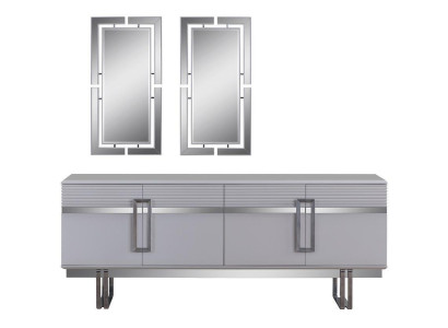 Novelty Dining room Set Consists of 3 pieces. Modern sideboard and 2x mirror