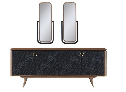 Exclusive Dining room Set Consists of 3 pieces. Modern sideboard and 2x mirror
