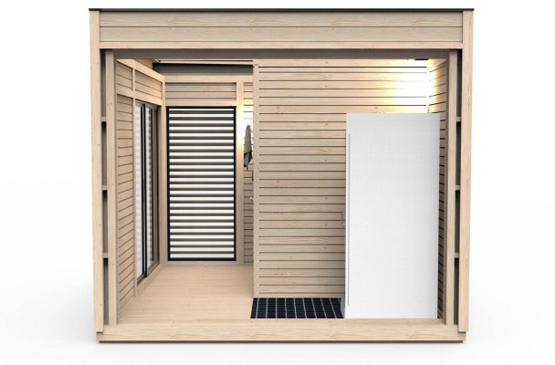 Wooden sauna outdoor sauna Wood Pine wood sauna house panoramic cottage garden
