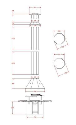 Metal grill 8 corners with surrounding table kit for your existing grill