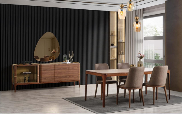 Complete e Dining room Dining set Dining corner Dining table Chairs 9pcs Wood Brown