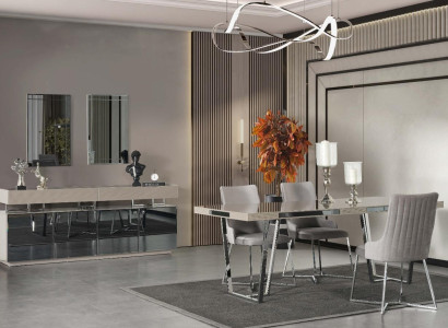 Dining set Dining room Group Dining corner Dining table Chairs 10pcs Wood Gray