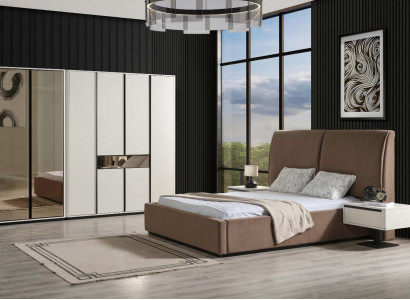 Bedroom Suite Double bed Bed Bedside tables 4-piece Beige Wardrobe