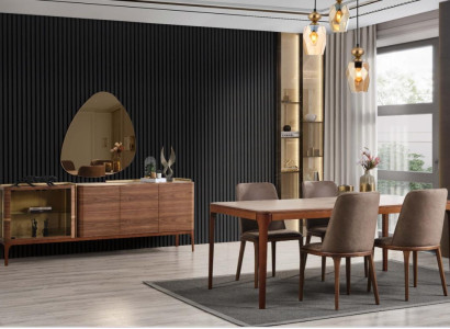 Complete e Dining room Dining set Dining corner Dining table Chairs 9pcs Wood Brown