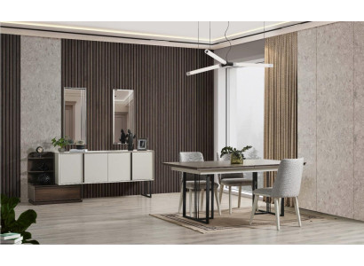 Dinette Dining set Dining room Group Dining table Chairs 10pcs Wood White