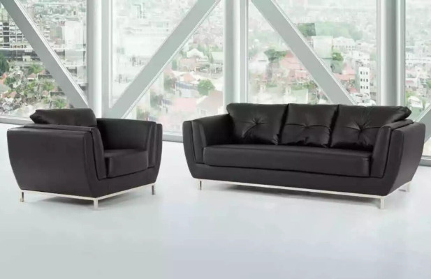 Black Three Seater Couch Luxury Furniture Modern Sofa Upholstery Leather Couch