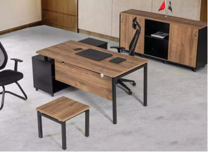 Brown Study Room Furniture Luxury Set Desk Office Cabinet Coffee Table 3 Pieces