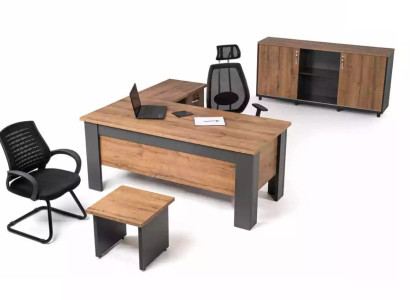 Brown Office Set Complete e Study room set Table Wardrobe Corner desk