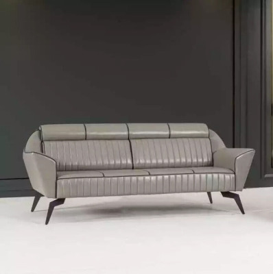 Gray Leather three-seater Study room furniture Designer wooden furniture luxury