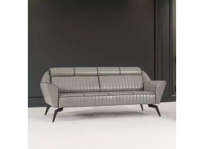 Gray Leather three-seater Study room furniture Designer wooden furniture luxury