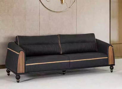 Black designer sofa Study room furniture style Modern couch three seater