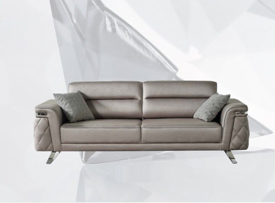 Three Seater Sofa 3 Seater Upholstered Sofa Gray Modern Fabric Sofa Design