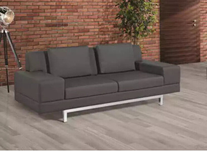 Gray Sofa Modern Three Seater Study Room Upholstered Couch Textile Furniture