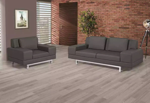 Gray Sofa Modern Three Seater Study Room Upholstered Couch Textile Furniture