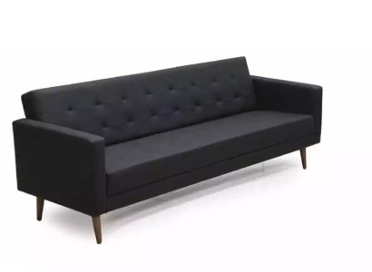 Black Sofa 3 Seater Study Textile Furniture Couch Upholstery Fabric