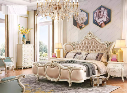 Classic Furniture Bedroom Set Bed 2x Bedside tables Chest of drawers Luxury Set 4pcs