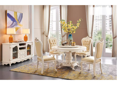 Dining room set Round dining table 4x chairs Chesterfield luxury set