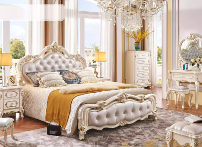 Bedroom Set Bed 2x Bedside tables Dressing table Stool Chest of drawers 6pcs Luxury