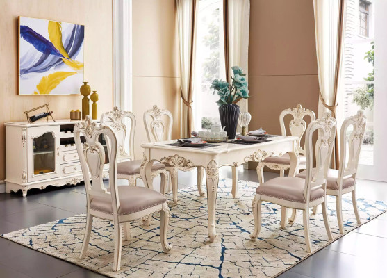 Dining room set Furniture for your interior pearl white Classic Furniture from 8 pieces