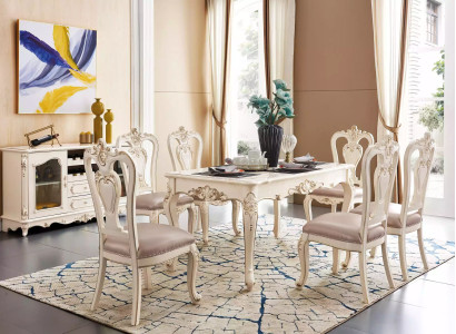 Dining room set Furniture for your interior pearl white Classic Furniture from 8 pieces