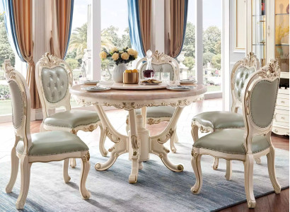 Dining room set 7 pieces wood classic furniture dining table + 6x chairs luxury