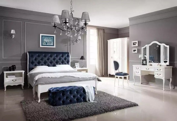 Bed Fabric Design Double Beds Luxury Modern Hotel Frame Sleep Room