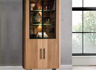 Display case Furniture Living room Wardrobe beige Glass showcase Cabinets new
