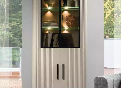 Display case Living room modern and luxurious beige glass cabinet Cabinets Wardrobe
