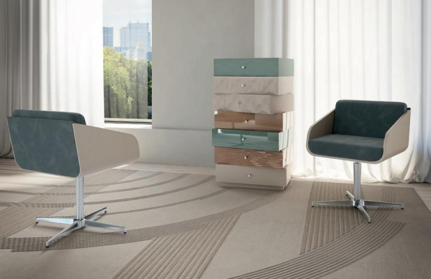 Modern Luxury Swivel Armchair Lounge SeatComfort Upholstery Lehn Furniture Bizzotto
