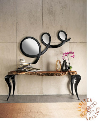 Classic r Designer Real Wood Frame Black Mirror Wall Mirror Furniture Italy