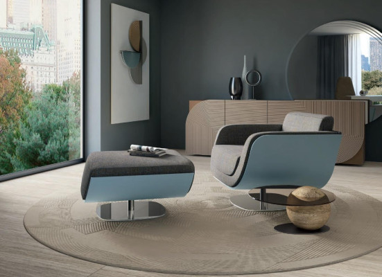 Swivel footstool Design Bizzotto Living room Italian Furniture Relax Stool