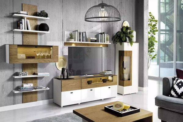 Design wall cabinet shelf wall shelves living room TV lowboard wood