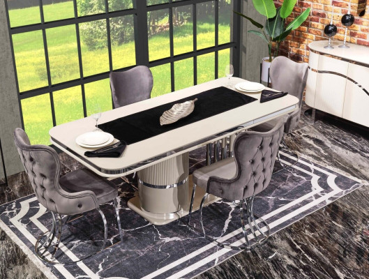 Table 6x Chairs 7pcs Dining room Wooden table Dining room Set Group Design
